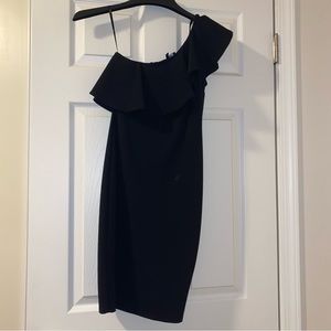 One shoulder black Lulu’s mini dress